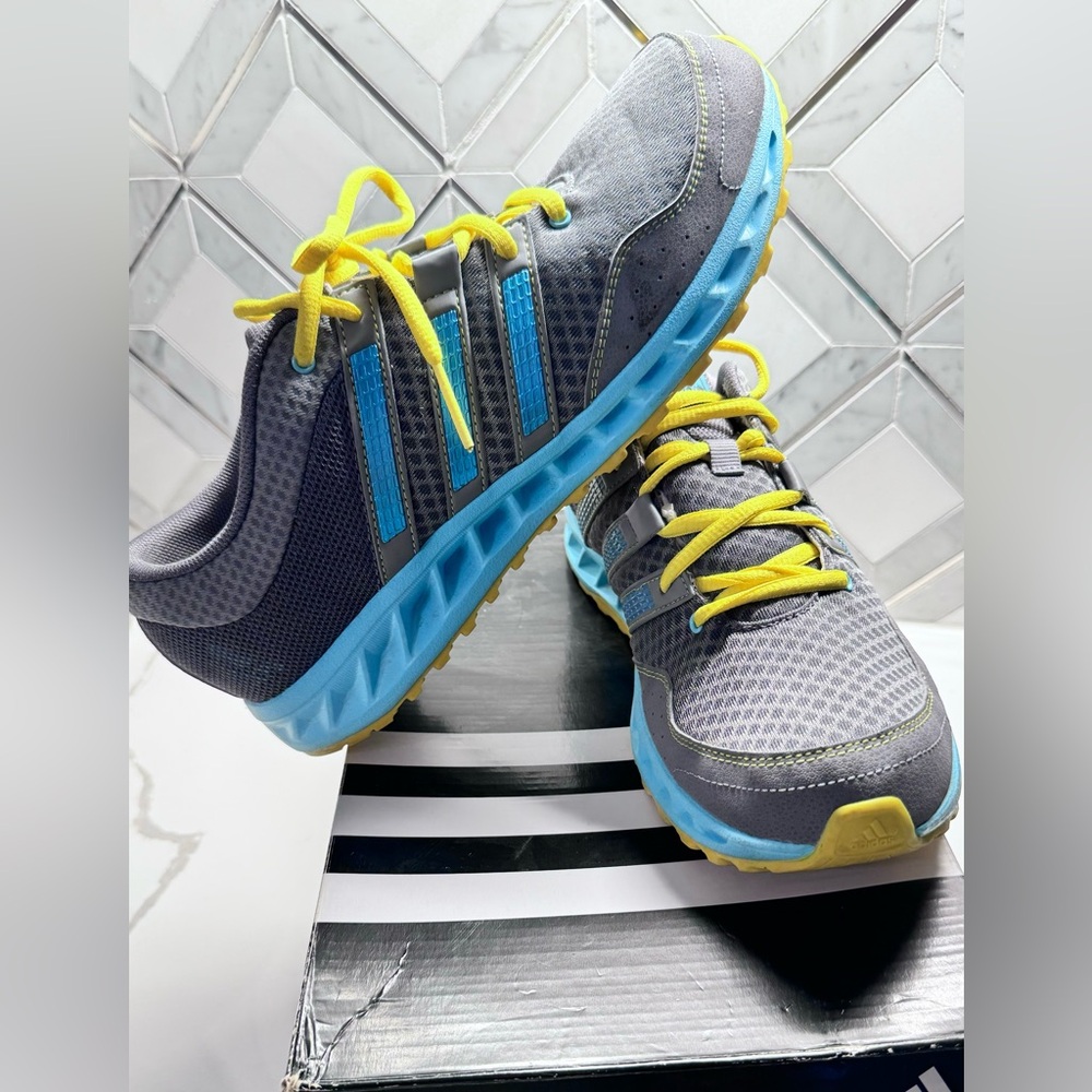 Womens Adidas Falcon Elite 2 Gray Blue Running Shoes Sneakers - Picture 8 of 8